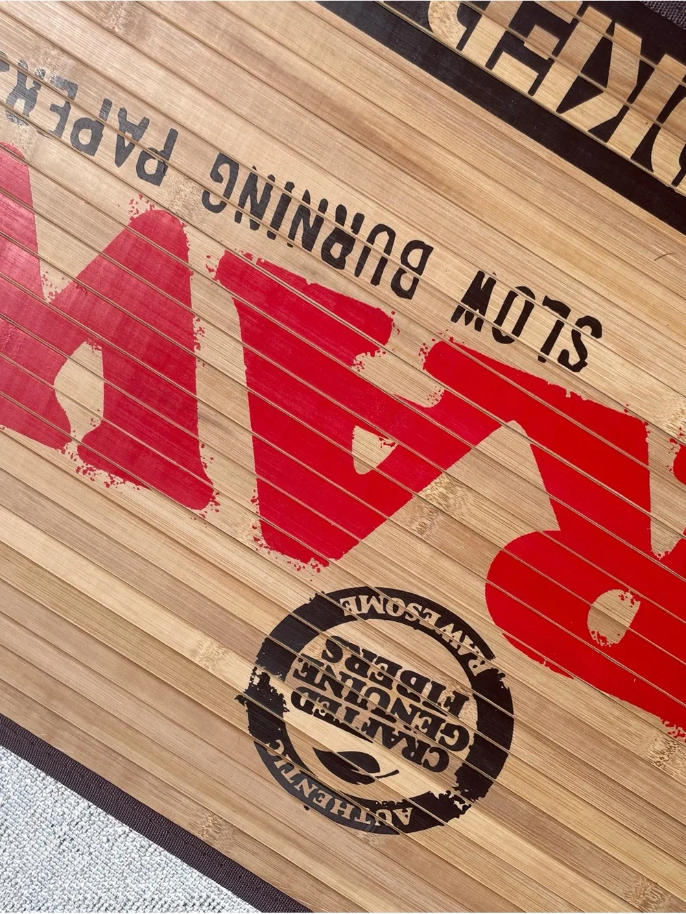 RAW Bamboo Doormat with Red Logo - RAW Smoked Here